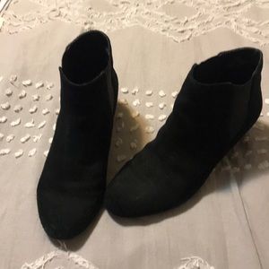 Black suede wedge booties